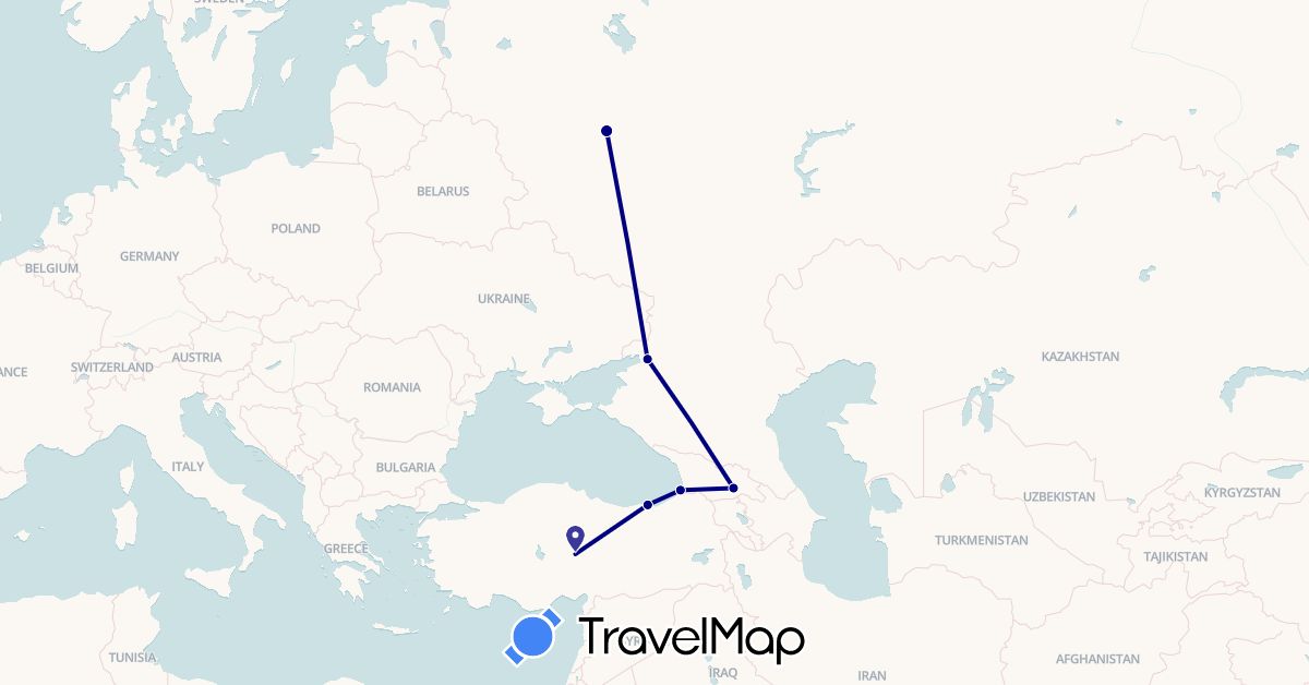 TravelMap itinerary: driving in Georgia, Russia, Turkey (Asia, Europe)